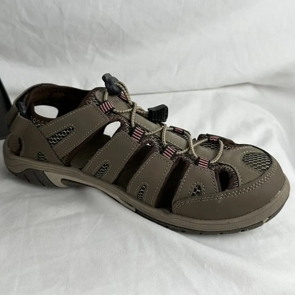 Eddie Bauer Womens Leather Sandals Hiking Walking Sport Blakely Brown Tan Pink 9